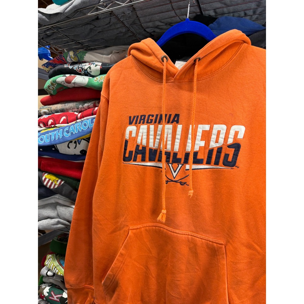 CI Sport Virginia Cavaliers Hoodie Mens Orange UVA Embroidered Sweatshirt Large